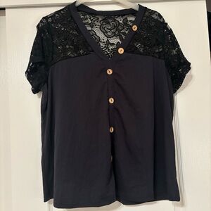 SHEIN Clasi Ladies' Lace Panel Tee